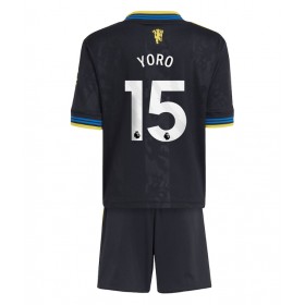 Manchester United Leny Yoro #15 Tredje Kläder Barn 2025-26 Kortärmad (+ Korta byxor)